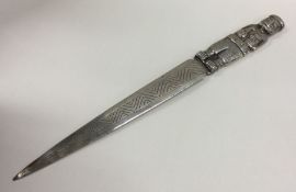 PERU: A rare silver letter opener mounted with a f