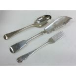 EXETER: A fiddle pattern silver butter knife. Toge