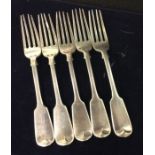 EXETER: A set of five fiddle pattern silver desser