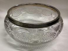 A silver mounted cut glass fruit bowl. Sheffield.