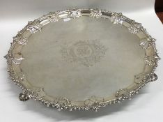 A good large Georgian silver circular salver with