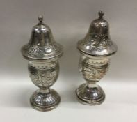 A rare pair of Continental silver casters of flute