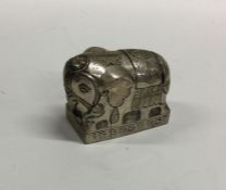 A Continental silver figure of an elephant on rect