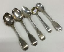 A fiddle pattern silver mustard spoon etc. Approx.