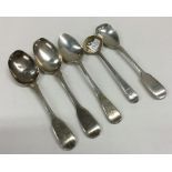 A fiddle pattern silver mustard spoon etc. Approx.