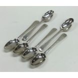 A set of six Georgian silver bead edge teaspoons.