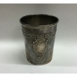 A heavy Continental silver tapering beaker with sw