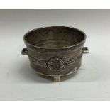 An unusual silver cauldron shaped salt on rectangu