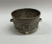 An unusual silver cauldron shaped salt on rectangu