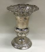 A heavy Edwardian silver tapering spill vase with