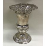 A heavy Edwardian silver tapering spill vase with