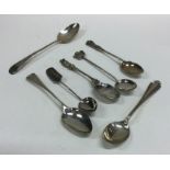 A collection of silver mounted teaspoons. Various