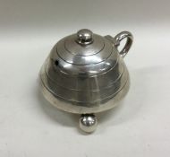 A good Victorian silver reeded mustard pot on ball