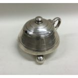 A good Victorian silver reeded mustard pot on ball