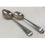 Two Georgian silver tablespoons. Approx. 67 grams.