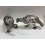 A good pair of heavy silver cast model grouse in s