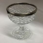 A silver and glass mounted sundae dish on pedestal