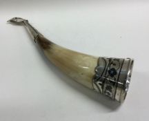 An unusual silver and Niello horn on suspension ch