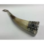 An unusual silver and Niello horn on suspension ch