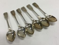 A set of six fiddle pattern silver teaspoons. Appr