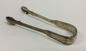 A pair of fiddle and thread pattern silver sugar t