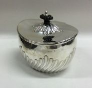 A good silver half fluted tea caddy with hinged li