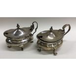 Two heavy silver mustard pots with BGLs. Various d