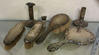 A quantity of silver mounted hairbrushes together