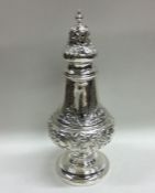 A large Edwardian silver sugar caster of baluster