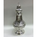 A large Edwardian silver sugar caster of baluster