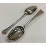 A pair of Georgian silver tablespoons of OE patter