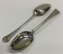 A pair of Georgian silver tablespoons of OE patter