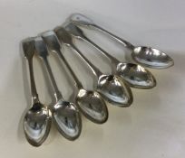 A collection of silver fiddle pattern teaspoons. L