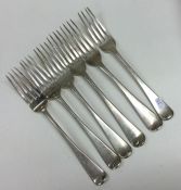 A good set of six heavy OE pattern silver table fo