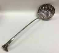 A heavy Georgian silver onslow pattern soup ladle