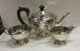 A good Edwardian silver three piece tea service of