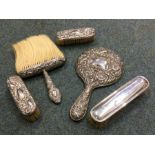 A collection of silver mounted dressing table item