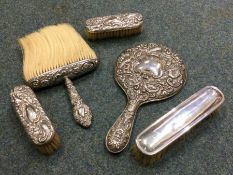 A collection of silver mounted dressing table item