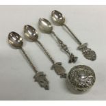 A bag containing Continental silver spoons etc. Va