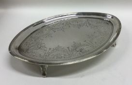 A good George III bright cut silver teapot stand w