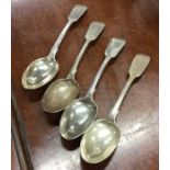 A set of three fiddle pattern Georgian silver teas