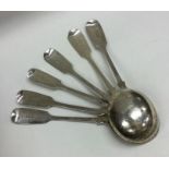 A heavy set of six fiddle pattern silver soup spoo