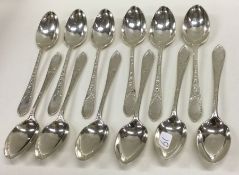 A good set of twelve bright cut silver teaspoons.