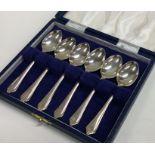 A cased set of six silver coffee spoons. Sheffield