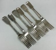 A set of six silver fiddle pattern dessert forks.