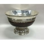 OMAR RAMSDEN: An unusual silver mounted bowl of st