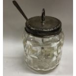 A silver and glass mounted preserve jar together w