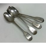 A group of four fiddle pattern silver teaspoons wi