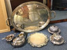 A good silver plated gallery tray together with a