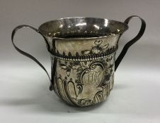 A good large George III silver porringer of half f